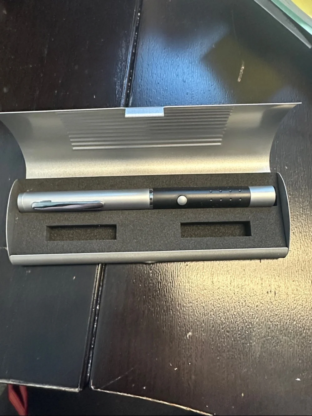 Silver and Black Laser Pointer Pointer Pen - Slim Metal Presentation Tool